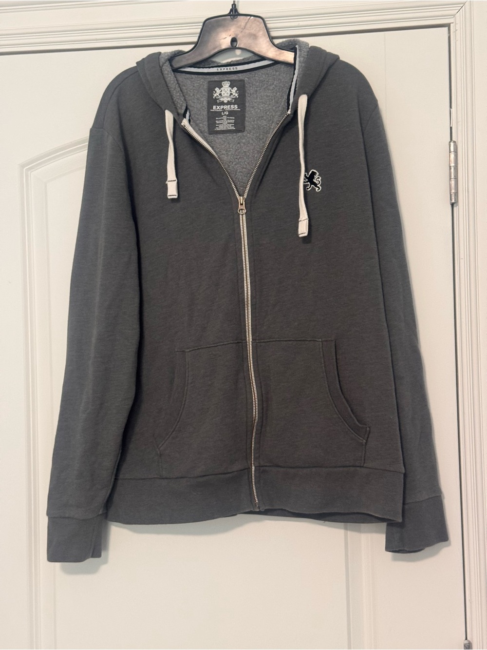 Express Dark Charcoal Zip Hoodie with Drawstring